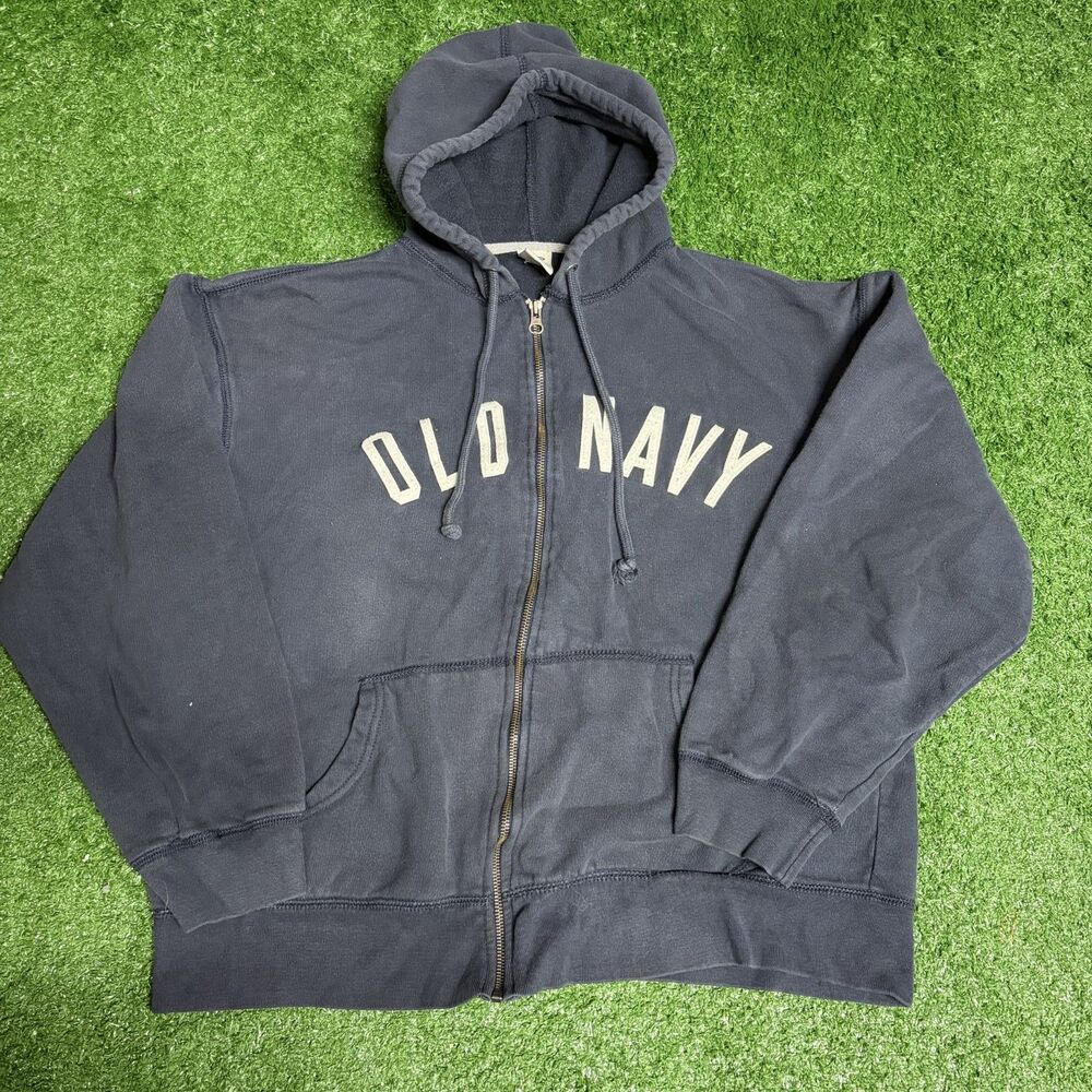 Y2K Old Navy Zip‑Up Jacket Men’s XL Dark Blue Vintage 2000s